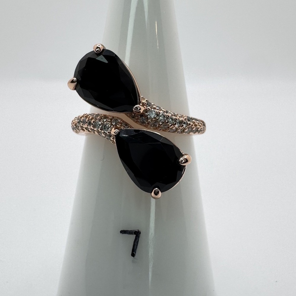 Bomb Party All We Wanted Ring RG36110 Black Onyx CZ Rose Gold Size 7